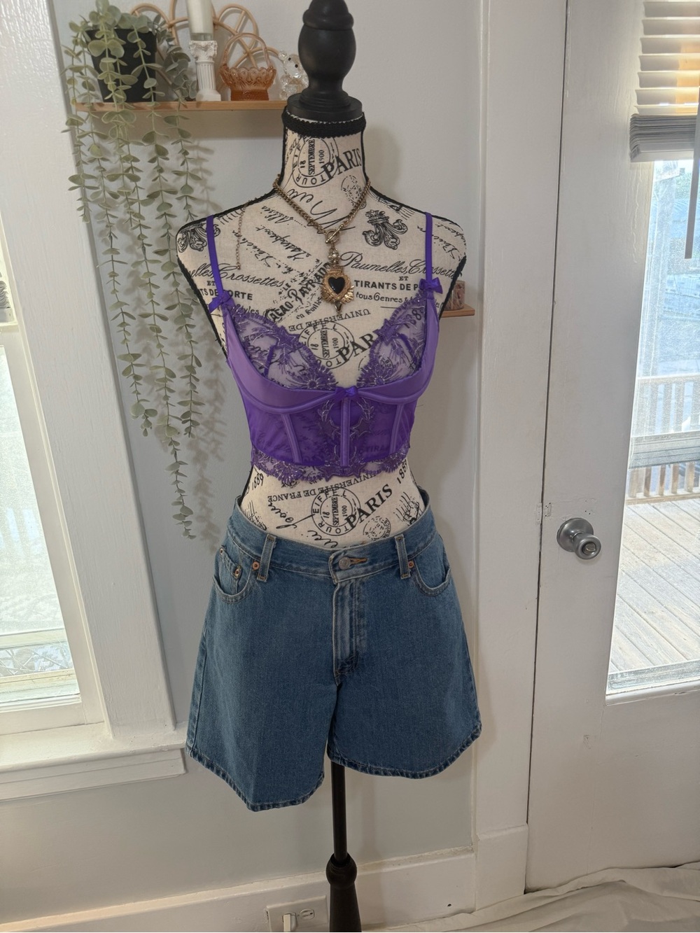 Victoria's Secret y2k stars corset top with lace trim very sexy line embroidered